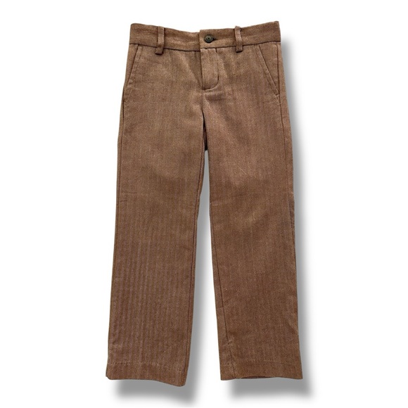 Janie & Jack | Brown Herringbone Trousers (5) - Picture 1 of 5